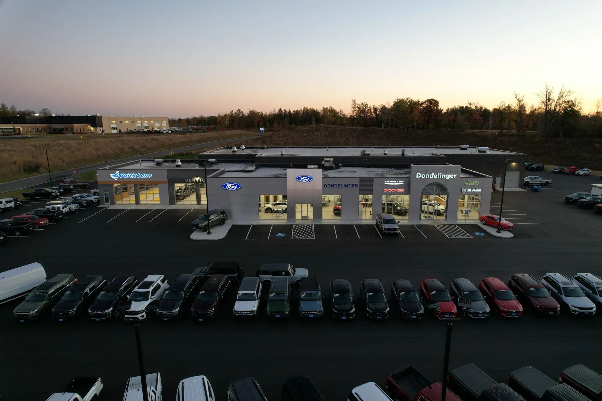 Aerial view of the Ford dealership property in Cohasset, Minnesota.
